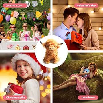 X-Star Highland Cow Stuffed Animal Plush Toy Doll, Non-Compressed Packaging 28Cm/11Inch Scottish Highland Cow Stuffed Plushie, Figure Cute Soft Cartoon Doll for Kid Boy Girls'Gifts Decoration (Brown)