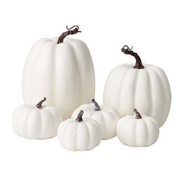 Oyydecor 6Pcs White Foam Pumpkins for Fall Decor