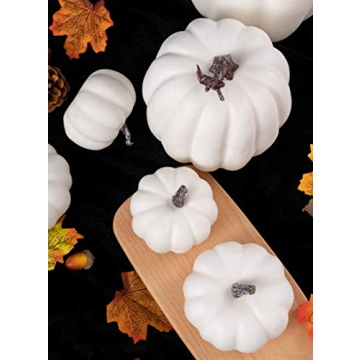 Oyydecor 6Pcs White Foam Pumpkins for Fall Decor