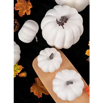 Oyydecor 6Pcs White Foam Pumpkins for Fall Decor