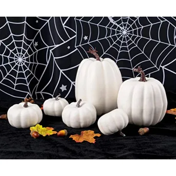 Oyydecor 6Pcs White Foam Pumpkins for Fall Decor