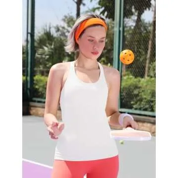 ATTRACO Seamless Workout Tank Tops for Women Racerback Athletic Tank with Built in Bra White