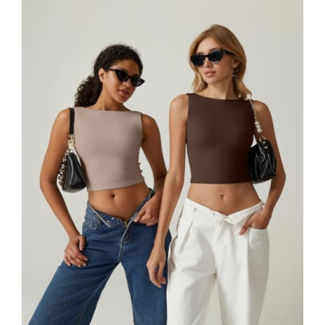 Stylish QINSEN Open Back Cropped Tank Top for Women