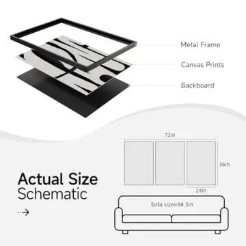 Large Framed Black and White Abstract Wall Art Set