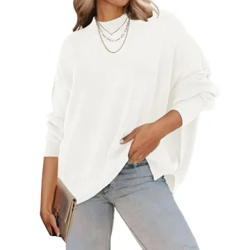 ZESICA Women's 2024 Fall Oversized Ribbed Knit Pullover Sweater - Chic & Cozy!