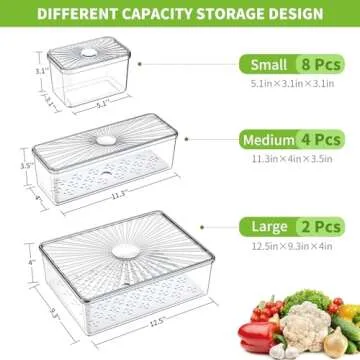 14 Pack BPA Free Fridge Organizer Bins for Kitchen