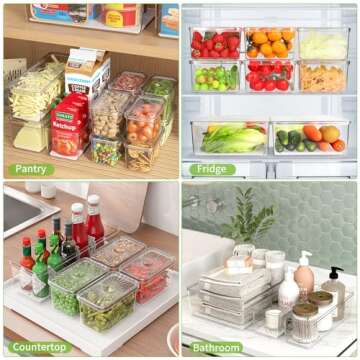 14 Pack BPA Free Fridge Organizer Bins for Kitchen