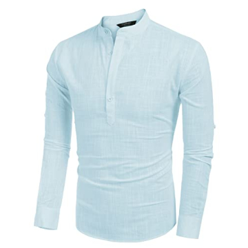 Comfortable COOFANDY Linen Henley Shirts for Men