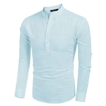Comfortable COOFANDY Linen Henley Shirts for Men