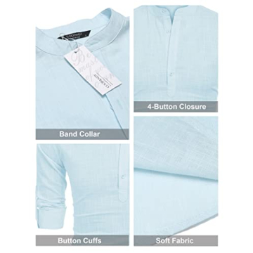 Comfortable COOFANDY Linen Henley Shirts for Men