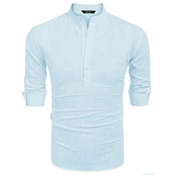 Comfortable COOFANDY Linen Henley Shirts for Men