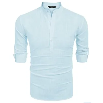 Comfortable COOFANDY Linen Henley Shirts for Men