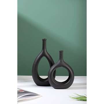 GALOURO Black Décor-Black Vases Home Décor, Table Decorations for Dining Room, Modern Black Home D...