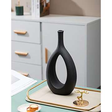 GALOURO Black Décor-Black Vases Home Décor, Table Decorations for Dining Room, Modern Black Home Décor, Centerpiece Table Decorations, Black Living Room Décor, Decoraciones para Salas De Casa