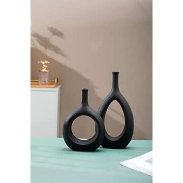 GALOURO Black Décor-Black Vases Home Décor, Table Decorations for Dining Room, Modern Black Home Décor, Centerpiece Table Decorations, Black Living Room Décor, Decoraciones para Salas De Casa