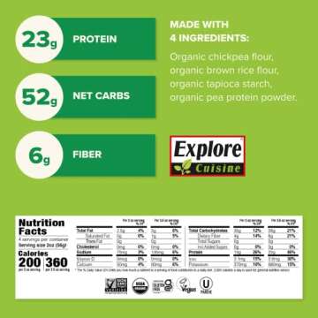 Explore Cuisine Organic Chickpea Spaghetti - 8 oz - High in Plant Based Protein, Gluten Free Pasta, ...