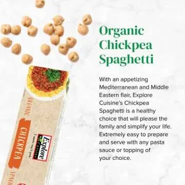 Explore Cuisine Organic Chickpea Spaghetti - 8 oz - High in Plant Based Protein, Gluten Free Pasta, Easy to Make - USDA Certified Organic, Vegan, Kosher, Non GMO - 4 Servings