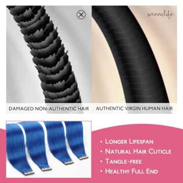 Vibrant WENNALIFE Tape in Hair Extensions in Blue