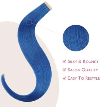 Vibrant WENNALIFE Tape in Hair Extensions in Blue
