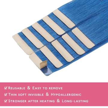 Vibrant WENNALIFE Tape in Hair Extensions in Blue