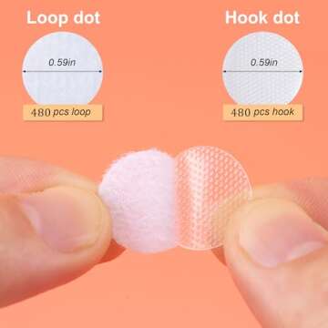 BOOMIBOO Self Adhesive Dots,960pcs(480Pairs) 0.59” Diameter Adhesive Back Nylon Dots with Strong A...