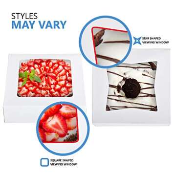 Stock Your Home 12 x 8 Inch White Dessert Box with Viewing Window (25 Count) - Large Cookie Box - Ca...