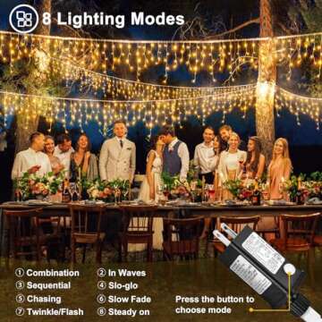 Christmas Lights Outdoor, 33ft 400 LED Warm White Icicle Lights for Outside House, Plug in Connectab...