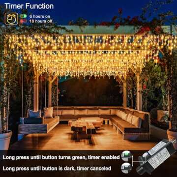 Christmas Lights Outdoor, 33ft 400 LED Warm White Icicle Lights for Outside House, Plug in Connectable Twinkle Tree Lights 8 Modes Timer Waterproof for Patio Window Party Indoor Holiday Decorations