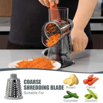Rotary Cheese Grater with 3 Changeable Blades