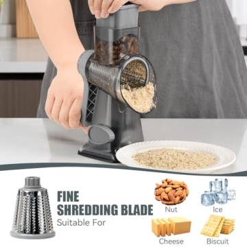 Rotary Cheese Grater with 3 Changeable Blades