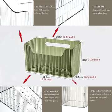 Set Of 2 Storage Organizer Bins Wall Mounted Organizer Basket, Shower Caddy Stackable Clear Plastic Makeup Organizer Adhesive Hanging Bin for Bathroom, Kitchen, Cabinet, Pantry, BPA Free, Large, Clear