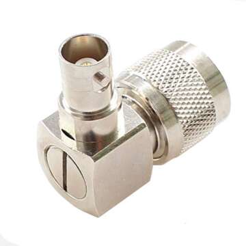 exgoofit PL259 UHF Male Plug to BNC Female Connector Right Angle 90 Degrees Jack Adapter Radio Adapter PL259 RF Coax Coaxial Cable Connector (2-Pack)