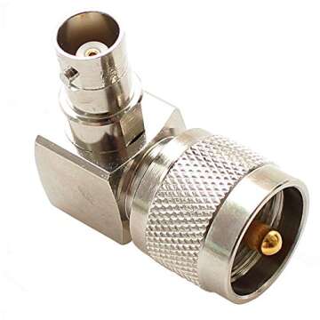 exgoofit PL259 UHF Male Plug to BNC Female Connector Right Angle 90 Degrees Jack Adapter Radio Adapter PL259 RF Coax Coaxial Cable Connector (2-Pack)