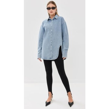 Lioness Women's Off Duty Denim Shirt, Classic Denim, Blue, XS