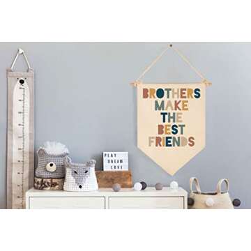 Brothers Make The Best Friends-Canvas Hanging Pennant Flag Banner Wall Sign Decor Gift for Nursery B...