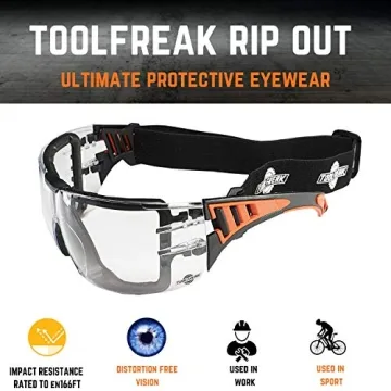 ToolFreak Rip Out Safety Glasses with Foam Padding and Impact Resistance