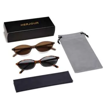 HERJOUR Retro Cat Eye Sunglasses for Women - UV Protection