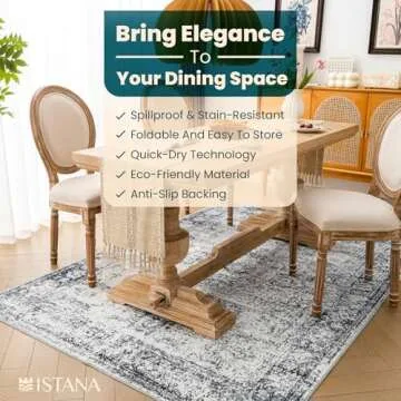 Istana Navy Area Rug - 5x7, Washable, Kid & Pet Friendly, Non Shedding, Vintage, Machine Made Rug for Bedroom