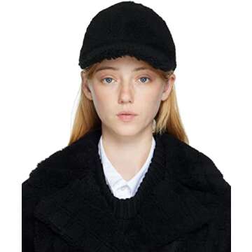 Lamb-Wool Baseball-Caps Warm-Winter Teddy-Fleece Hip-Hop Cap for Men Women Outdoor Travel Black