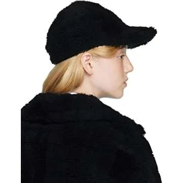Lamb-Wool Baseball-Caps Warm-Winter Teddy-Fleece Hip-Hop Cap for Men Women Outdoor Travel Black