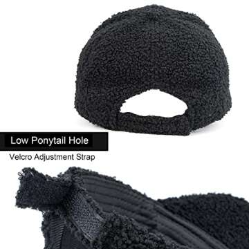 Lamb-Wool Baseball-Caps Warm-Winter Teddy-Fleece Hip-Hop Cap for Men Women Outdoor Travel Black