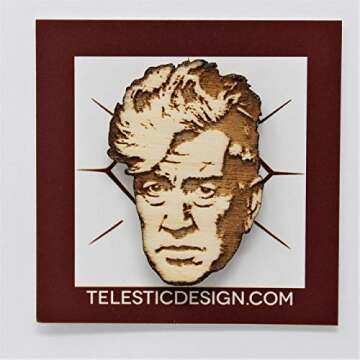 David Lynch Tribute Lapel Pin | Twin Peaks Director Natural Wood Brooch