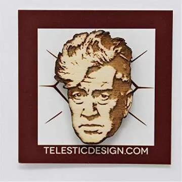 David Lynch Tribute Lapel Pin | Twin Peaks Director Natural Wood Brooch
