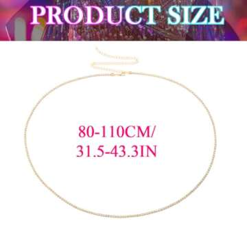 Nicute Rhinestone Waist Chain Crystal Layered Belly Chains Sparkly Summer Beach Bikini Sexy Body Jew...