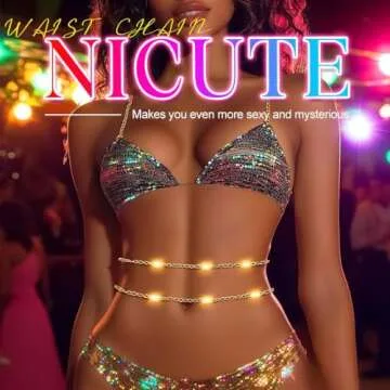 Nicute Rhinestone Waist Chain for Women - Sparkly Summer Jewelry