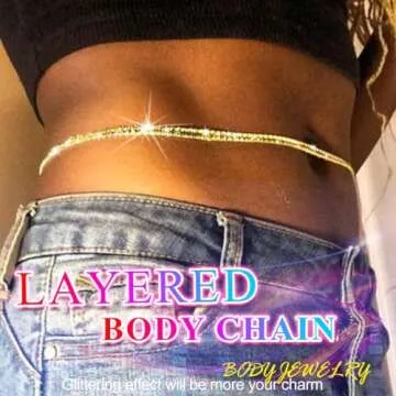 Nicute Rhinestone Waist Chain for Women - Sparkly Summer Jewelry