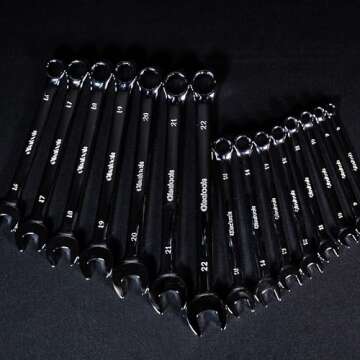 Olsa Tools 15 Pcs Metric Combination Wrench Set, Sizes 8-22mm, Unbreakable, Chrome Vanadium Steel, Polycarbonate