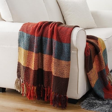 Stylish BATTILO HOME Fall Plaid Throw Blanket for Cozy Comfort