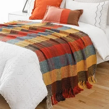 Stylish BATTILO HOME Fall Plaid Throw Blanket for Cozy Comfort