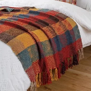 Stylish BATTILO HOME Fall Plaid Throw Blanket for Cozy Comfort